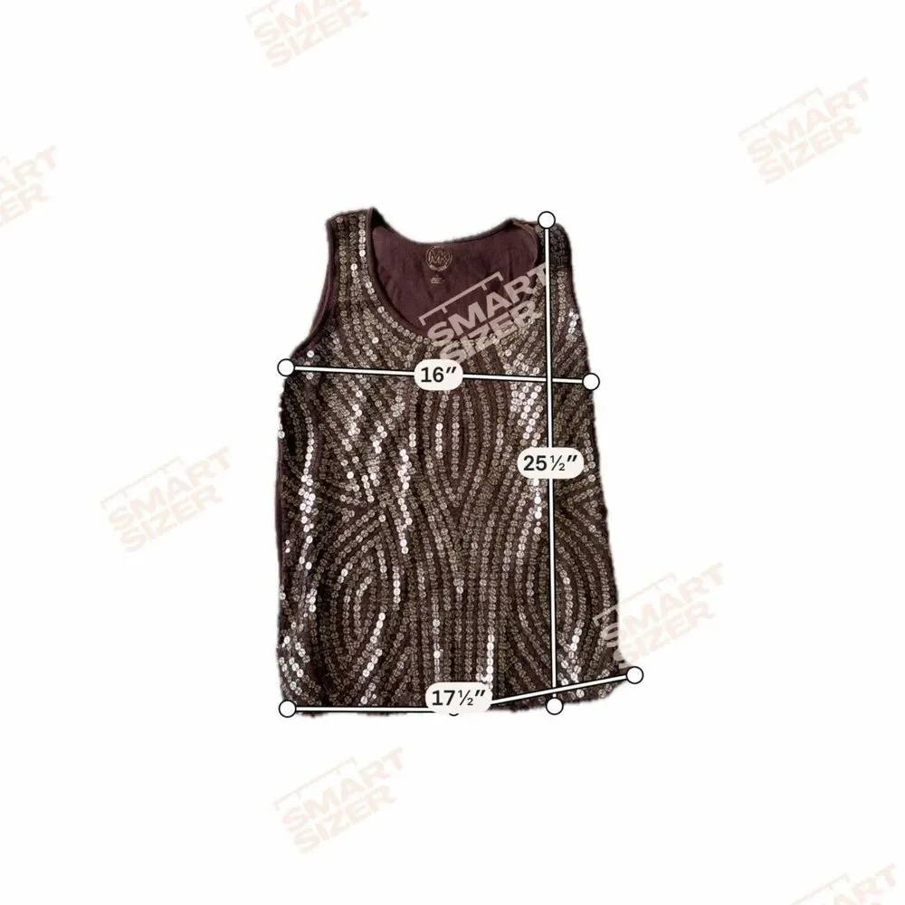 Michael Kors Brown Sequin Tank Top Sleeveless Y2K Ribbed Back Size 1X